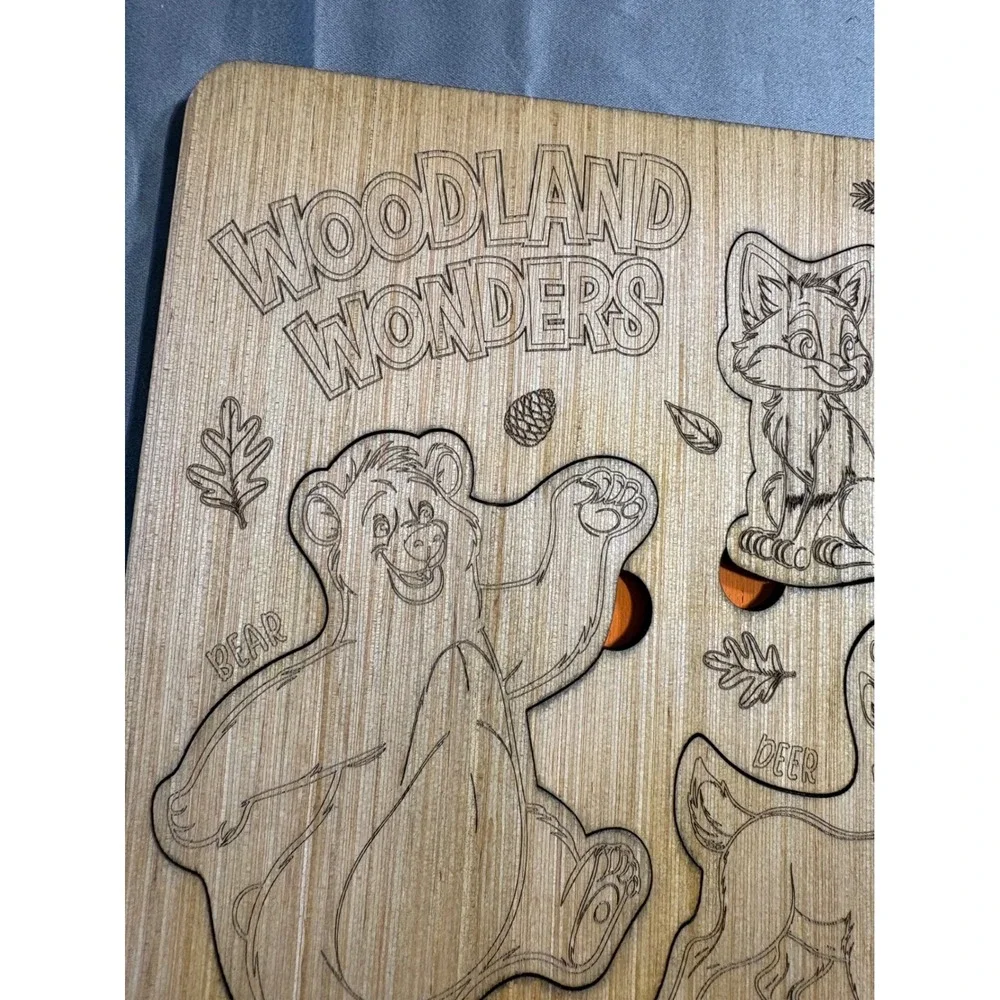 Woodland Wonders Wooden Chunky Animal Puzzle Forest Creatures Toddler‎ Toy 10x10